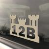 10-Pack MOS 12B Combat Engineer Castle Window Decal. Free Lifetime Replacement. 3" x 5" Heavy Duty Die Cut Vinyl Veteran Bumper Sticker. Rain, Fade and Scratch Resistant. (Tan) view 1