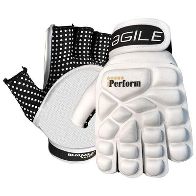 IPERFORM Men's Field Hockey Gloves Agile White Style Half Finger Left Handed (Large, Agile - Half Finger)