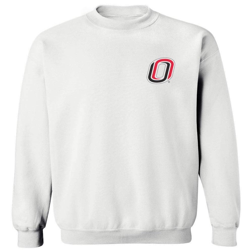 CornBorn Nebraska Omaha Mavericks Crewneck Sweatshirt - Trademarked O Logo - UNO Mavericks - White - XL