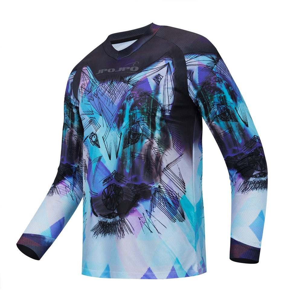 Weimostar Men's Cycling Jersey MTB T Shirt Long Sleeve Mountain Bike Motorcycle Outdoor Bicycle Clothes Blue Size L
