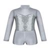 Alvivi Girls' Kids Sequins Gym Leotard Unitard Long Sleeves Jumpsuit for Figure Ice Roller Skating Ballet Dance Outfit Grey 6 view 1