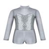 Alvivi Girls' Kids Sequins Gym Leotard Unitard Long Sleeves Jumpsuit for Figure Ice Roller Skating Ballet Dance Outfit Grey 6 view 2