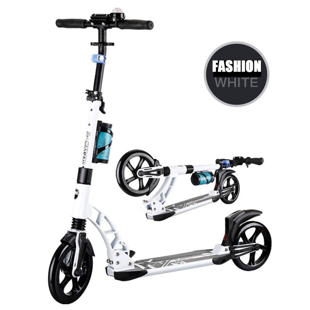 WRRAC-Trampolines Scooters, Foldable Kick Scooter, Quick-Release Folding System, Adjustable Height, Large 230mm 2 Wheels Great Scooters for Adults and Teens Drift Brush Street