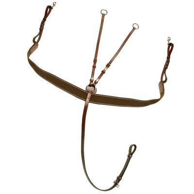 ExionPro Exion Elastic Jumper Breastplate for Horses | Vegetable-Tanned Leather with Elastic Shoulder Inserts | Stainless Steel Hardware | Adjustable Fit | Includes Running Martingale Attachment