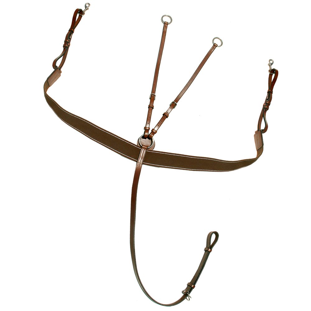 ExionPro Exion Elastic Jumper Breastplate for Horses | Vegetable-Tanned Leather with Elastic Shoulder Inserts | Stainless Steel Hardware | Adjustable Fit | Includes Running Martingale Attachment
