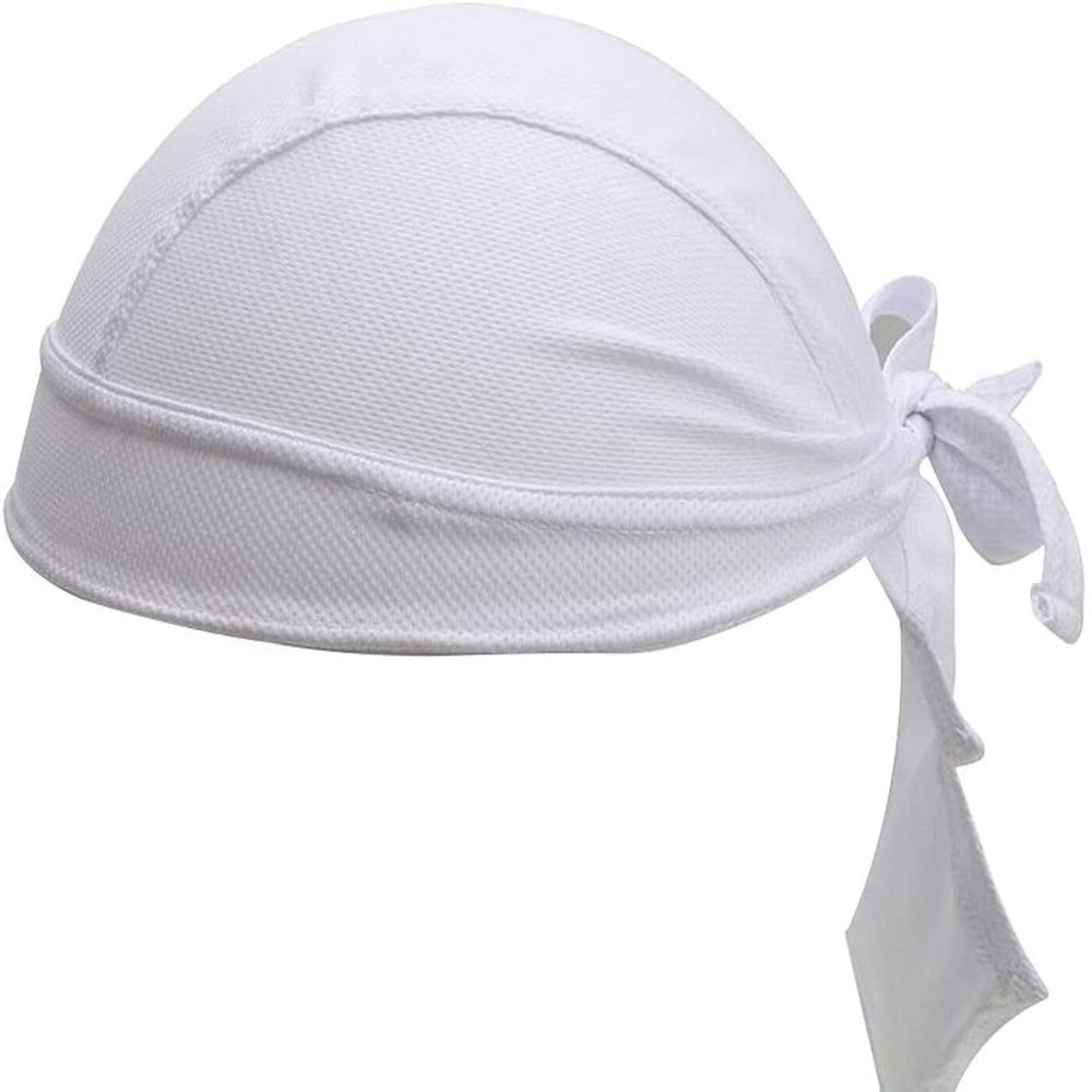 Cycling Skull Cap Sweat Wicking Beanie Cap Doo Dew Rags Anti-UV Bandana Head Wrap Helmet Liner White