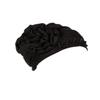 HZUX Big Flower Turbans for Women Soft Head Headwear India Hat Hijab Scarfs Cap Black view 1