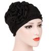 HZUX Big Flower Turbans for Women Soft Head Headwear India Hat Hijab Scarfs Cap Black view 2