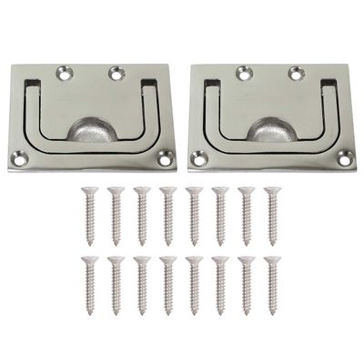 ApplianPar Boat Marine Locker Hatch Latch Cabinet Flush Mount Lifting Ring Stainless Steel Hidden Recessed Furniture Square Flush Pull Ring Handles Pack of 2 with Mount Screws
