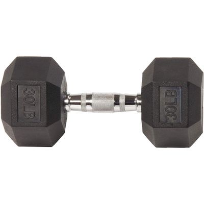 Fitvids Sporzon! Rubber Encased Hex Dumbbell, Single, Black