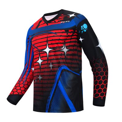 Weimostar Men's Cycling Jersey MTB T Shirt Long Sleeve Mountain Bike Motorcycle Outdoor Bicycle Clothes Blue Red Size XL