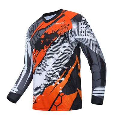 Weimostar Men's Cycling Jersey MTB T Shirt Long Sleeve Mountain Bike Motorcycle Outdoor Bicycle Clothes Orange Size XL