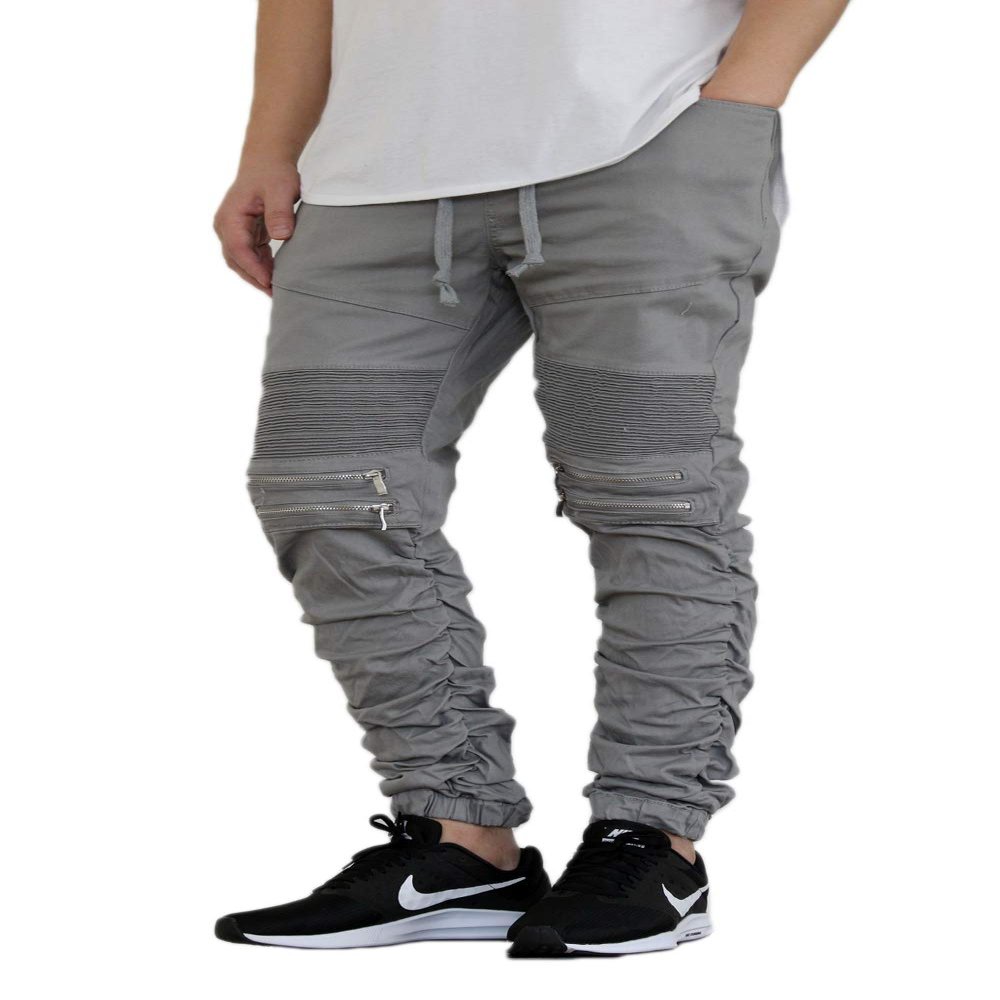 AIRNINE Men's Premium Twill Drop Crotch Jogger Pants S-5XL (Shirring_Grey, 4X-Large)