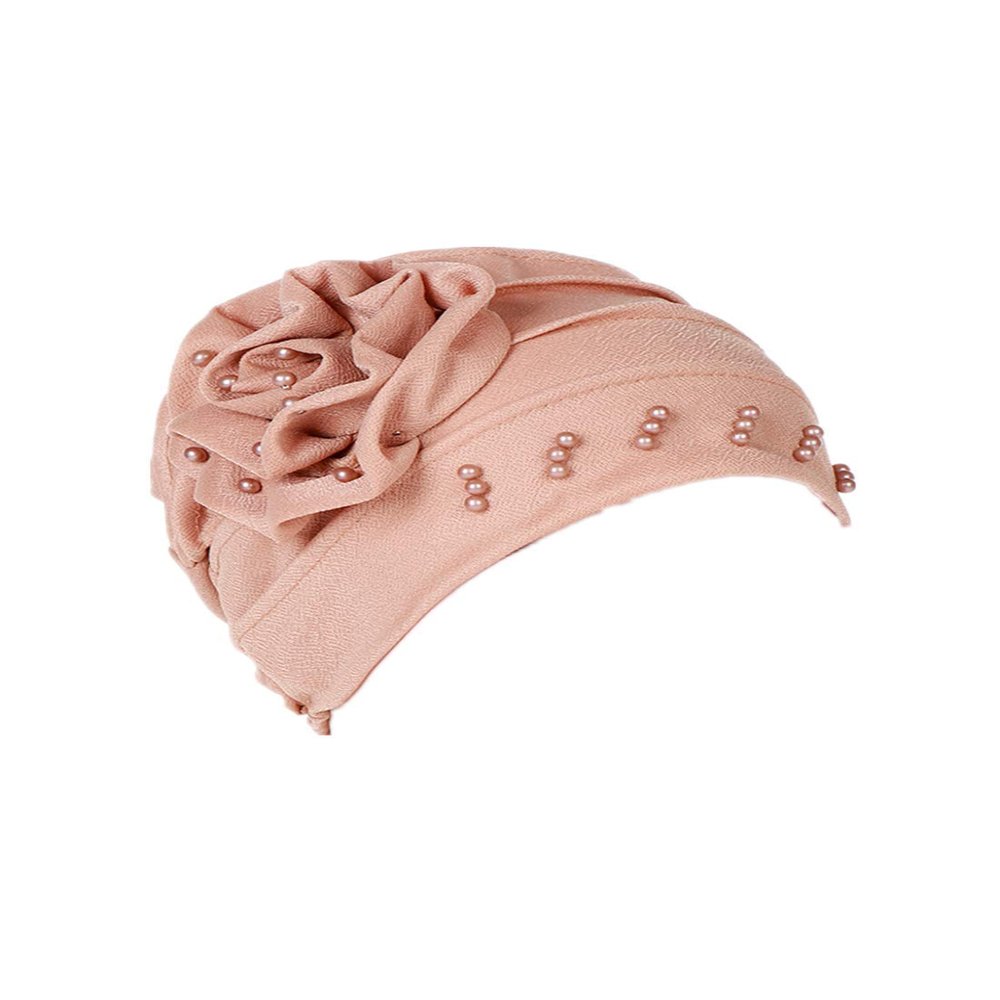 HZUX Big Flower Turbans for Women Soft Head Headwear India Hat Hijab Scarfs Cap Khaki