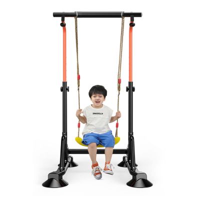 LXLZYXSF Adjustable Height Gymnastic Horizontal Bars Kids Pullup Bar Stand, Free Standing Sturdy Training Bar, Gift for Girls Boys (Color : with Swings Seat)