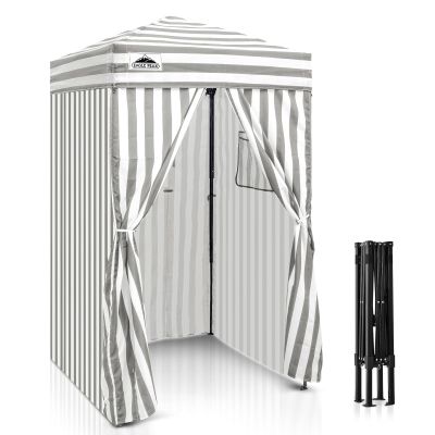 EAGLE PEAK Flex Ultra Compact 4x4 Pop-up Canopy, Sun Shelter, Changing Room, Portable Privacy Canopy Cabana for Pool, Fashion Photoshoots, or Camping, Gray/White