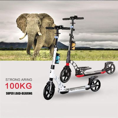 WRRAC-Trampolines Folding Kick Scooter with LED Light 230MM Enlarged Wheels Height-Adjustable with Brake and Suspension City Balance Bike Beginner Teen Kids Adult Commuter