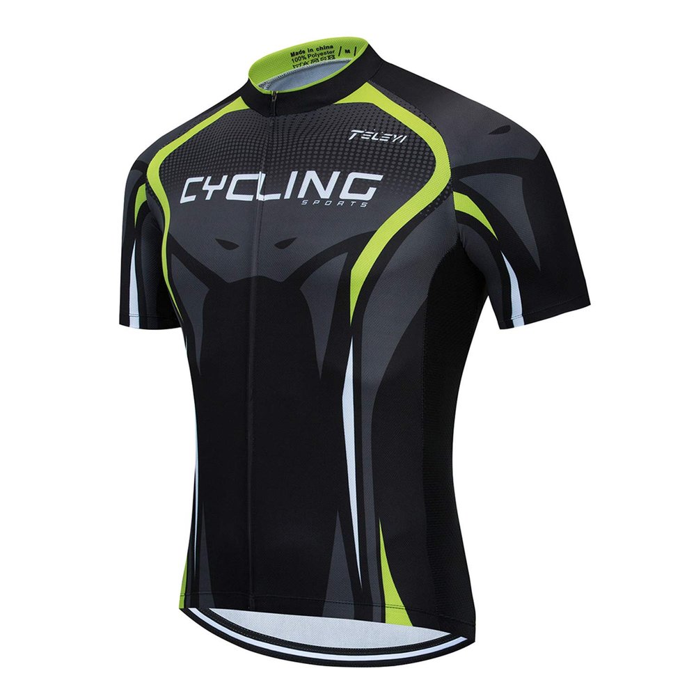 Cycling Jersey Men Bike Short Sleeve with 3 Rear Pockets,Reflective Breathable,Quick Dry,Bicycle Shirt S-3XL