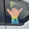 Hang Loose Shaka Sign Surf Sticker | Hawaii Sunny Beach & Palm Tree Decal for Vehicle or Laptop view 1