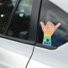 Hang Loose Shaka Sign Surf Sticker | Hawaii Sunny Beach & Palm Tree Decal for Vehicle or Laptop view 3