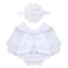 Hularka Infant Newborn Baby Girls Ruffled Tutu Bloomer Diaper Shorts Cover and Headband Set Photo Shoot Props Outfits White 6-9 Months view 2