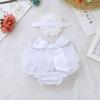 Hularka Infant Newborn Baby Girls Ruffled Tutu Bloomer Diaper Shorts Cover and Headband Set Photo Shoot Props Outfits White 6-9 Months view 3