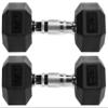 Fitvids Premium Rubber Encased Hex Dumbbell, 15LB Pair view 1
