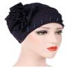 HZUX Big Flower Turbans for Women Soft Head Headwear India Hat Hijab Scarfs Cap Navy view 2