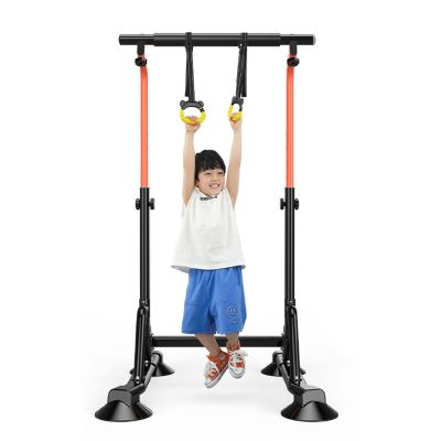 LXLZYXSF Adjustable Height Gymnastic Horizontal Bars Kids Pullup Bar Stand, Free Standing Sturdy Training Bar, Gift for Girls Boys (Color : with Gymnastic Rings)