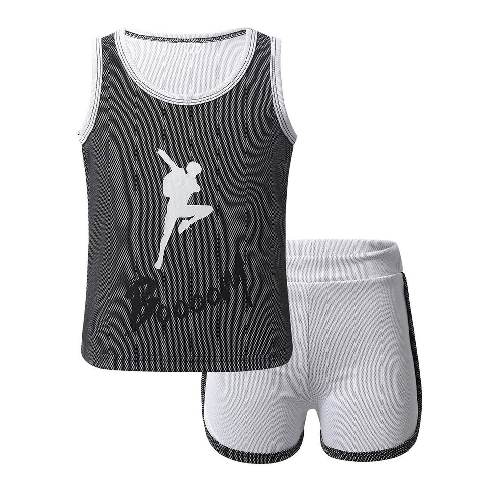 winying 2PCS Girls Sports Outfit Sleeveless Vest Top with Shorts Set Gym Workout Running Tracksuit Grey 5-6 (120)