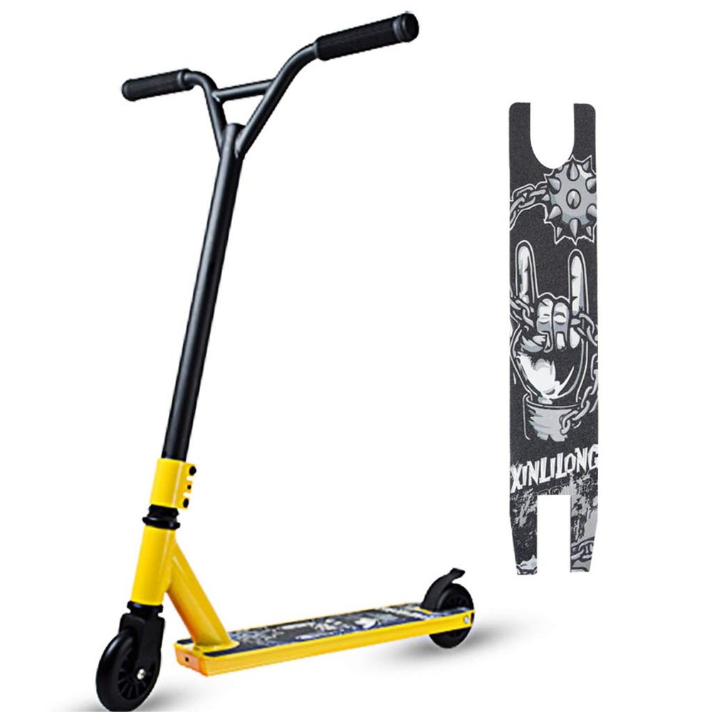 WRRAC-Trampolines Model Scooters 100 mm Scooter Wheels Lightweight Freestyle Kick Scooter 360 Spin Tricks Push/Kicks Edition Design with Rubber Handle for Youth and Adult