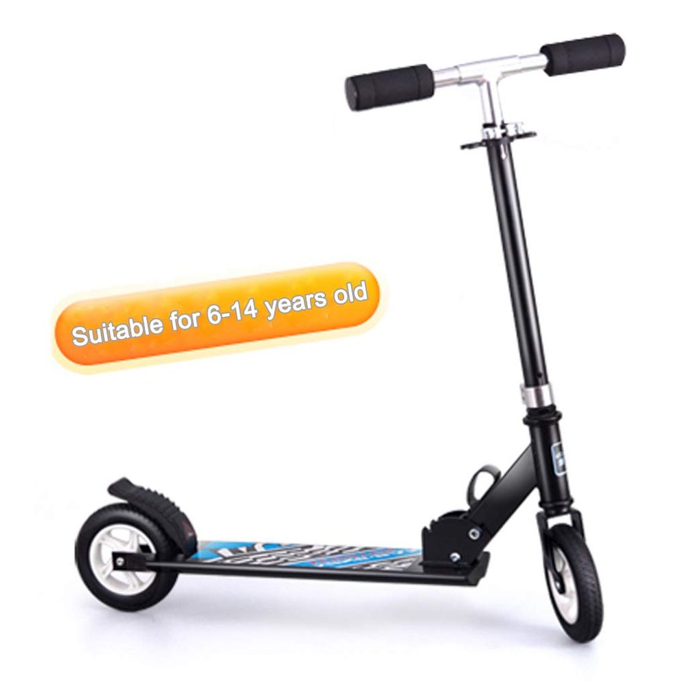 WRRAC-Trampolines 2 Wheeled Scooters Folding Kick Scooter with Adjustable Handlebar Rear Brake Shock High Impact 150mm Wheels Foot Scooter for Kids 6 Years and Up,Boys,Teens