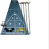 Home Shuffleboard Court Package - Roll Out Shuffleboard Court (28'L X 54" W), 4 Shuffleboard Cues, 6" Tournament Discs (4 Yellow, 4 Black), Disc Carrier, and Rules view 1