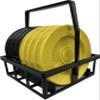 Home Shuffleboard Court Package - Roll Out Shuffleboard Court (28'L X 54" W), 4 Shuffleboard Cues, 6" Tournament Discs (4 Yellow, 4 Black), Disc Carrier, and Rules view 2