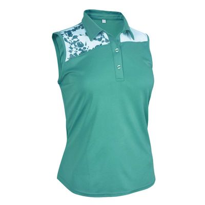 Monterey Club Women's Mellow Contrast Sleeveless Polo #2399 (Algiers Blue/White, Small)