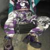 ZODLLS Women's Camo Pants Cargo Trousers Cool Camouflage Pants Elastic Waist Casual Multi Jogger Pants with Pocket Purple Camo-XL view 3