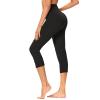 GAYHAY High Waisted Capri Leggings for Women - Soft Slim Yoga Pants for Running Cycling Workout B-Black view 1