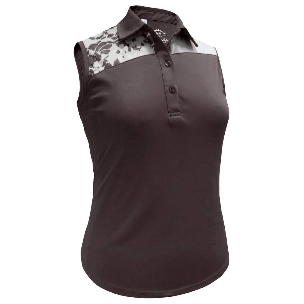 Monterey Club Women's Mellow Contrast Sleeveless Polo #2399 (Black/White, X-Large)