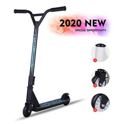 WRRAC-Trampolines Performance Products Freestyle Dirt Scooter Stunt Scooter Fun Kick T-Bar Easy to Assemble Solid PU Wheel Spin Street Scooter, Jump Push Trick Edition Adult Kid