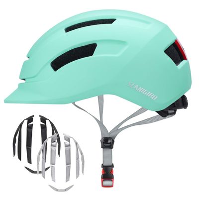 SLANIGIRO Adult Bike Helmet for Men Women - Bicycle Urban Road Helmet with Replacement Pads - Adjustable Fit System & Tail Light