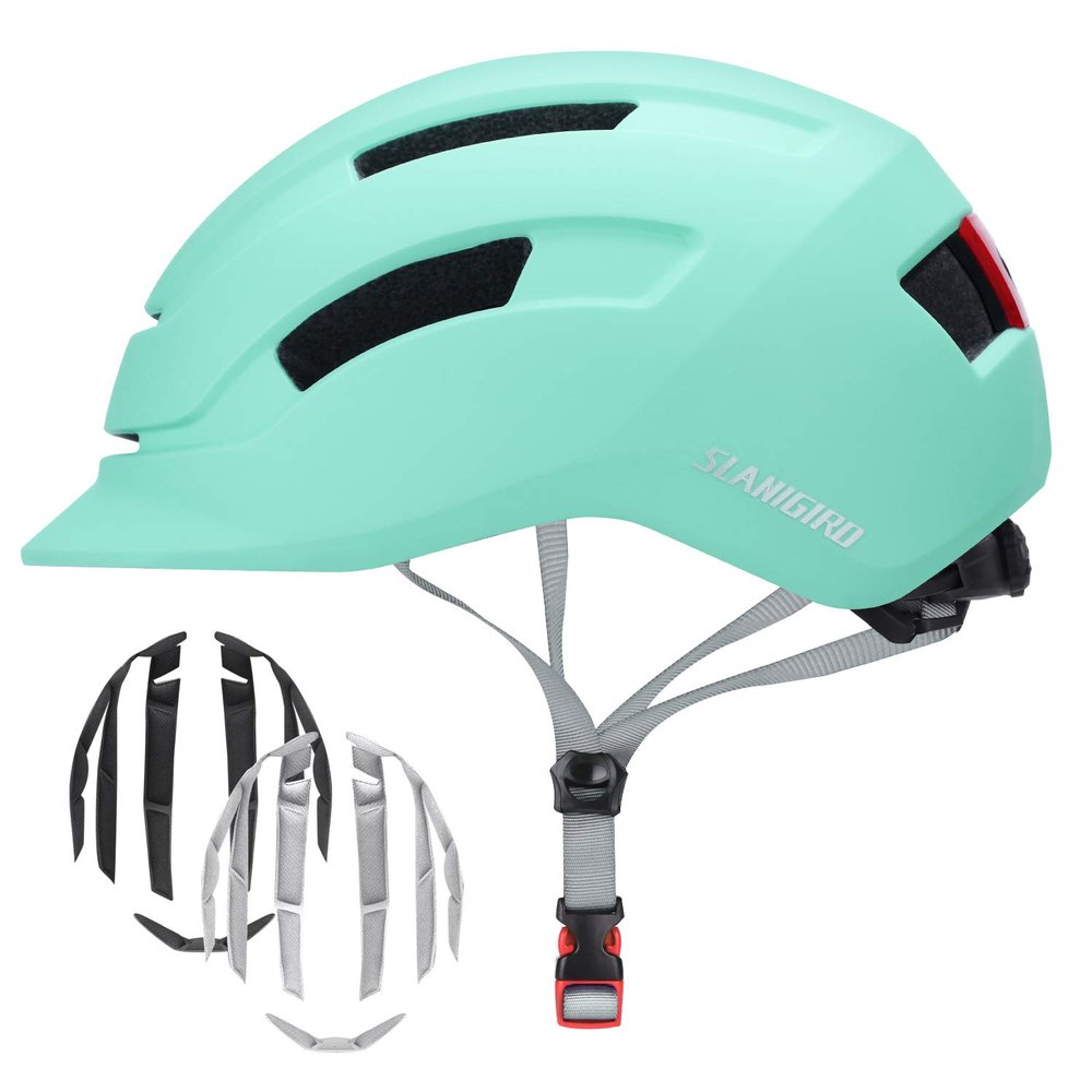 SLANIGIRO Adult Bike Helmet for Men Women - Bicycle Urban Road Helmet with Replacement Pads - Adjustable Fit System & Tail Light