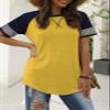 Adibosy Women Summer Casual Shirts: Short Sleeve Striped Tunic Tops - Womens Color Block Tee Tshirt Blouses Yellow L view 3
