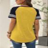 Adibosy Women Summer Casual Shirts: Short Sleeve Striped Tunic Tops - Womens Color Block Tee Tshirt Blouses Yellow L view 4