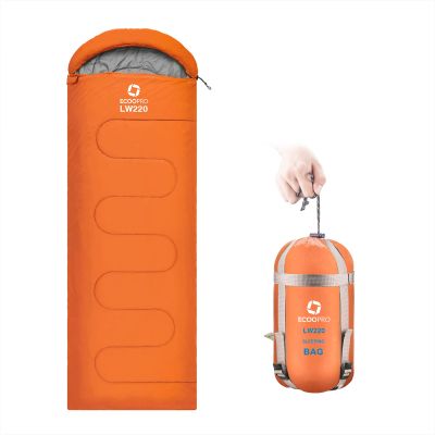 ECOOPRO Warm Weather Sleeping Bag - Portable, Waterproof, Compact Lightweight, Comfort with Compression Sack - Great for Outdoor Camping, Backpacking & Hiking-83 L x 30" W Fits Adults (D-Orange)