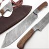 Nooraki MK-54 Custom Handmade Damascus Fixed Blade Machete Knife, Multi Use Axe Machete Knife, Camping Knife, Hunting Knife, Bushcraft Knife, Walnut Wood Full Tang Handle 15 inches with Sheath view 1