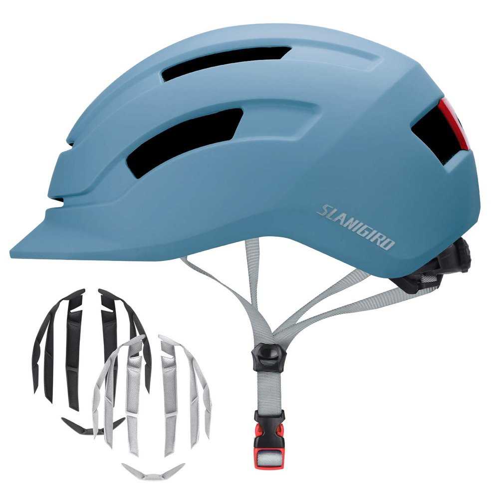 Adult Bike Helmet for Men Women - Bicycle Urban Road Helmet with Replacement Pads - Adjustable Fit System & Tail Light