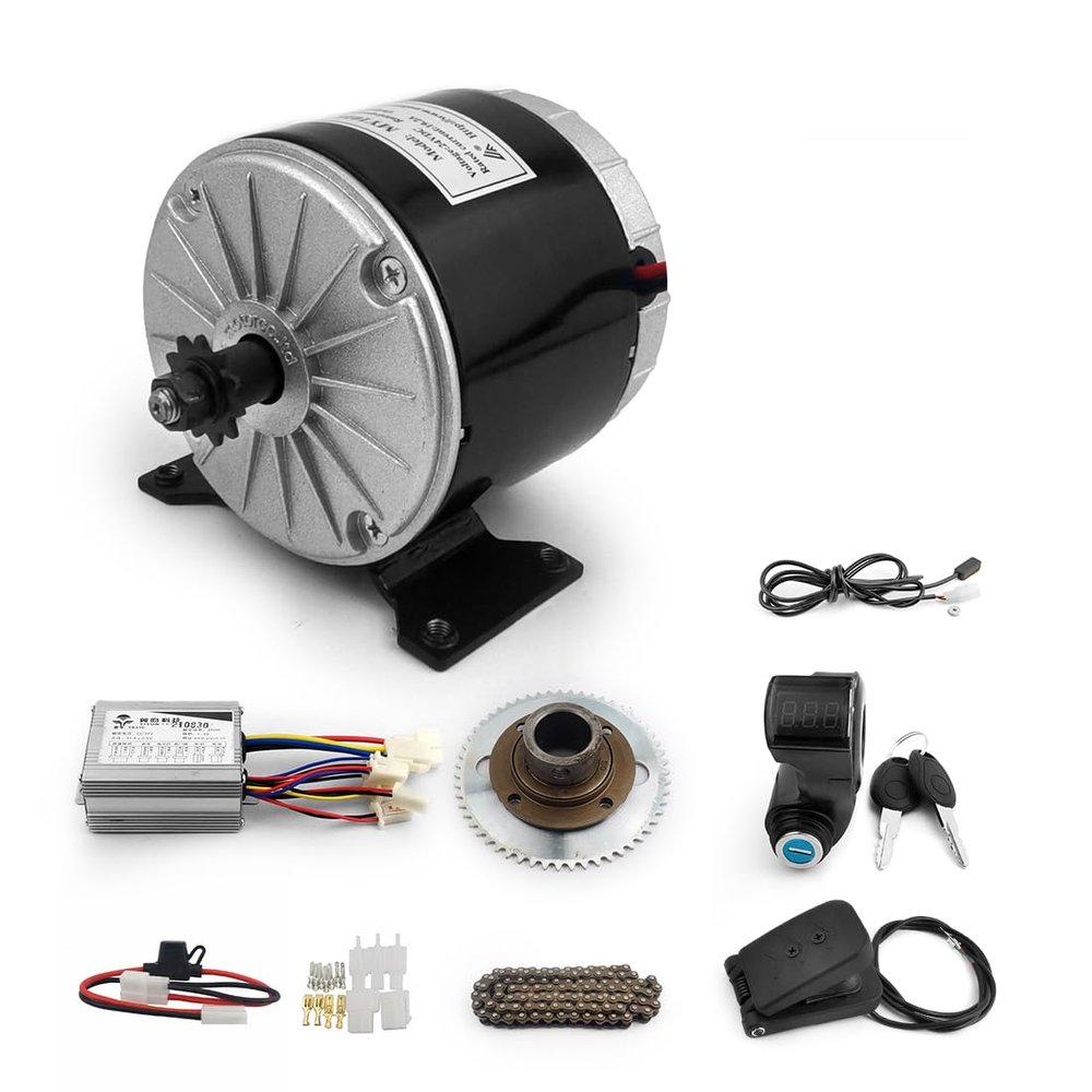 24V36V 350W Kart Motor with Foot Accelerator and Headlight Brake Light Key Switch with Voltmeter (Pedal kit 24V)