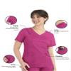 Maevn Matrix Womens Curved Mock Wrap Stretchy Medical Scrub Top Hot Pink view 2