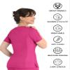Maevn Matrix Womens Curved Mock Wrap Stretchy Medical Scrub Top Hot Pink view 3