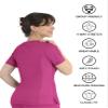 Maevn Matrix Womens Curved Mock Wrap Stretchy Medical Scrub Top Hot Pink view 4